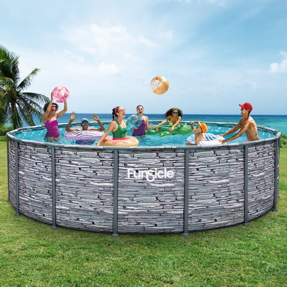 Funsicle 16ft x 48in Oasis Designer Pool, Metal Frame Set Above Ground Swimming Pool, 2-in-1 Filter Pump & Skimmer, Age 6 and up