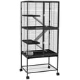 thumbnail image 1 of PawHut 4-Tier Ferret Cage Rolling Small Animal Cage w/ Storage Shelf, Grey, 1 of 10