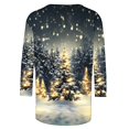thumbnail image 4 of QIPOPIQ Chemisiers pour Femmes Manches 3/4 Hauts Décontractés pour Femmes Manches 3/4 Chandails à Col Rond Imprimé Tendance Chemisiers Floraux Confortables Liquidation, 4 of 5