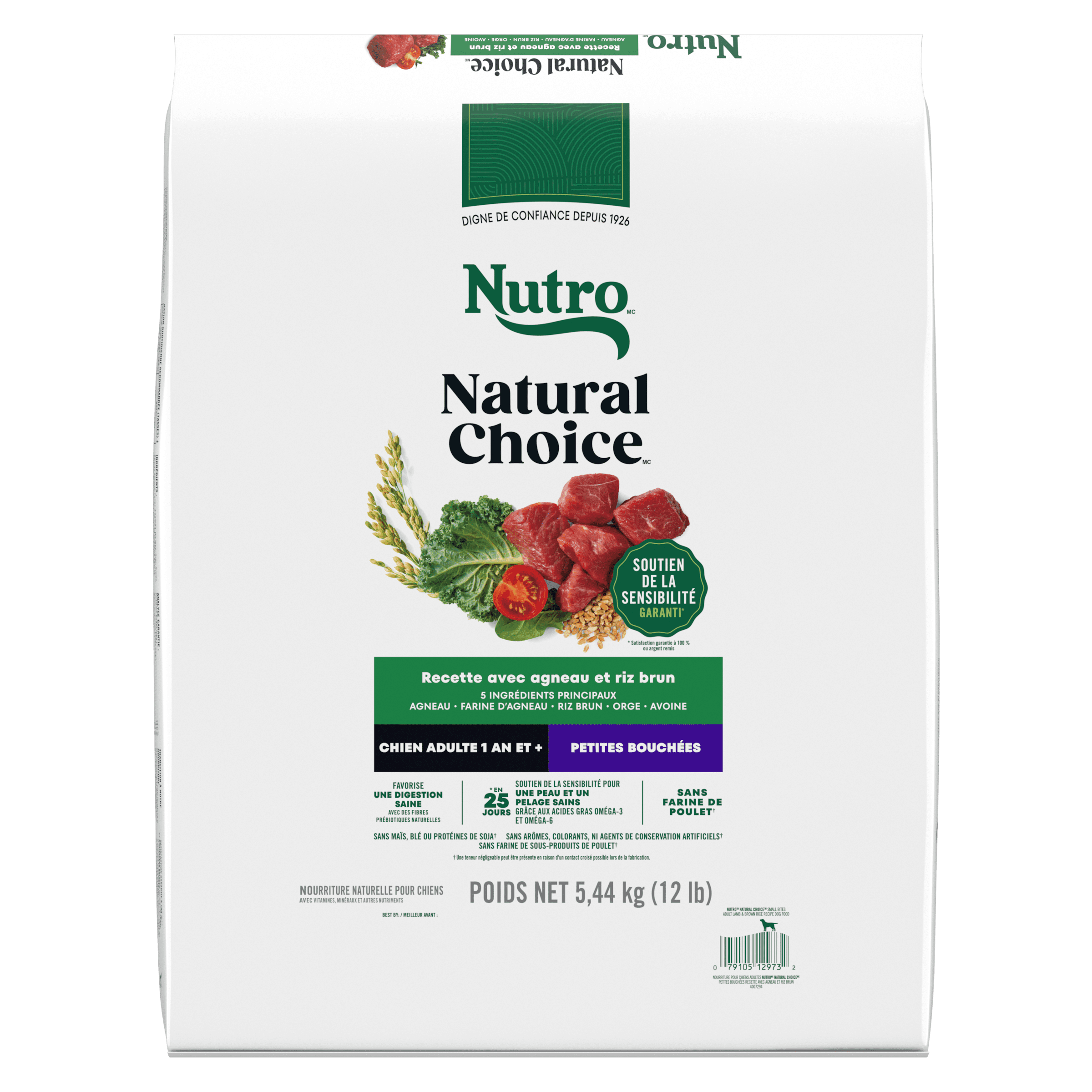 Nutro Natural Choice Petites Bouchées Recette à l'Agneau et au Riz Brun Nourriture Sèche pour Chiens Adultes 10kg