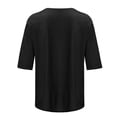 thumbnail image 4 of cfhntfmh T-Shirts à Manches 3/4 pour Femmes, Décontractés, Amples, Col Ras du Cou, Été, Mignons, Tuniques Unies, 2025, 4 of 5