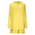 thumbnail image 4 of NTACZA Robe Fille à Capuche Mignonne à Manches Longues Robe Chandail Quart de Glissière Ourlet à Volants Robe Mini pour Enfants 4 Ans, 4 of 9