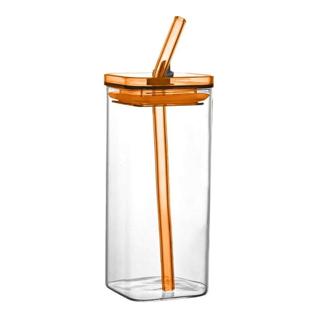 Heat Resistant Straw Glass Cup 400ML Borosilicate Glass Material Leak Proof Lid Straw Included Transparent Easy Clean for Cold Drinks Juice Milk Coffee Home Office School