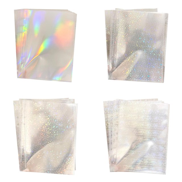 CHENMEI Sleeves for 6 Ring A5 Photocard Sleeves Double 4 Pocket Photo Pages Top Loading Photo Sheet Protector