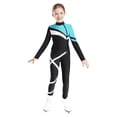 thumbnail image 1 of XUNZOO Kids Girls Long Sleeve Zipper Coat Shiny Rhinestones Contrast Color Patchwork Jacket With Leggings Figure Skating Dance Suit Blue Green 12, 1 of 8
