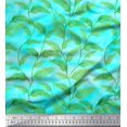 thumbnail image 1 of Soimoi Blue Poly Georgette Fabric Pine Leaves Printed Craft Fabric by the Yard 42 Inch Wide, 1 of 3