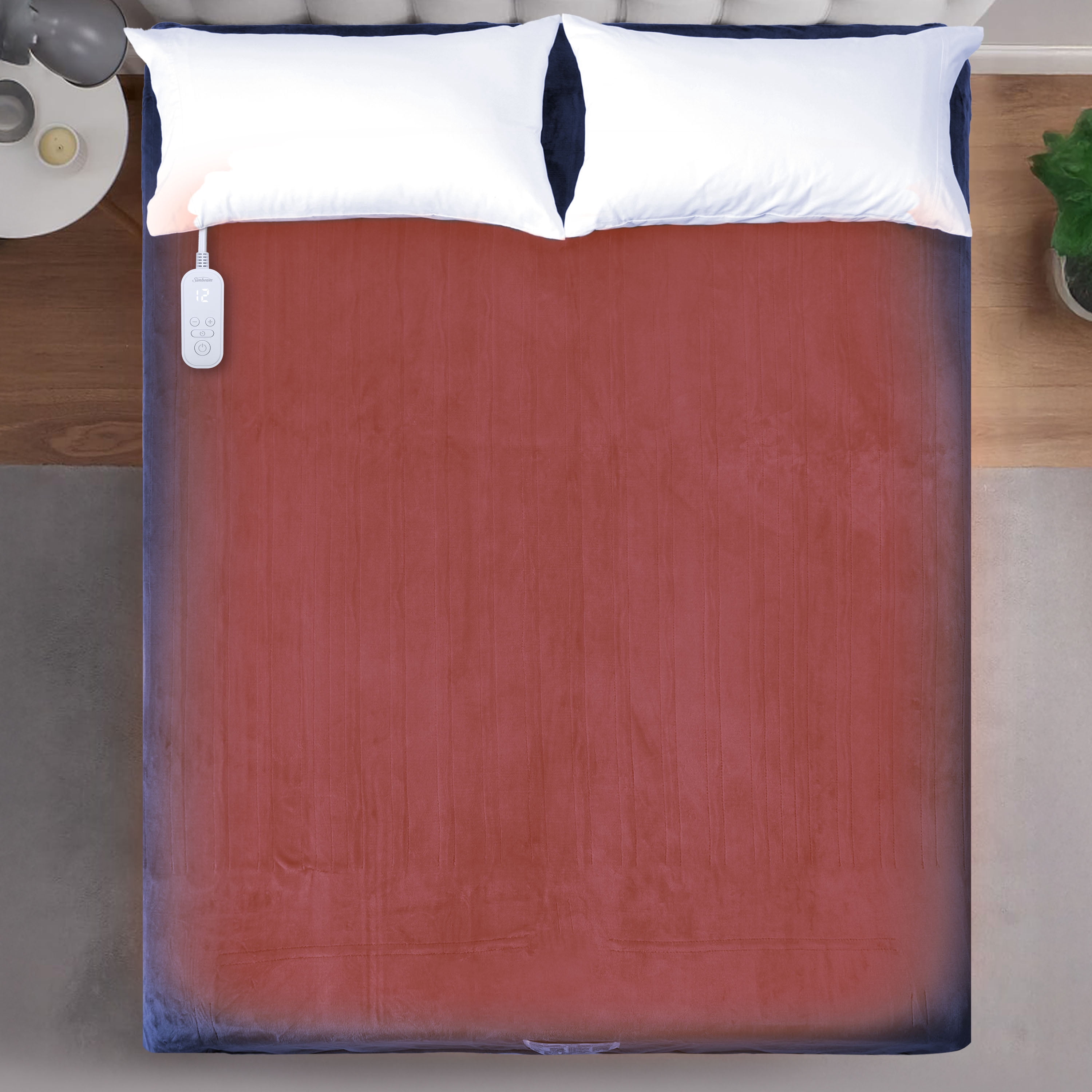 Sunbeam Heated Big Blue Blanket Velvet 12 Heat Settings Full/Queen 90x84