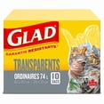 thumbnail image 2 of Glad Sacs à Ordures Transparents - Réguliers 74 Litres - 10 Sacs à Déchets, Solides Garantis, 2 of 5