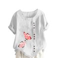 thumbnail image 2 of Pisexur Womens Oversized Plus Size Shirts Butterfly Print Cotton Linen Tops Blend Crew Neck Short Sleeve Basic Tunic Tee Shirts Tops Blouse, 2 of 5