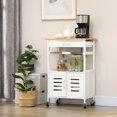 thumbnail image 2 of HOMCOM Kitchen Island with Bamboo Top, Cabinet, Drawer and Wire Basket, 2 of 10