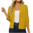 thumbnail image 1 of Penkiiy Cardigan Court à devant Ouvert à Manches 3/4 pour Femmes, Élégant Boléro pour Femmes, Jaune G, 1 of 5