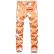 Ketyyh-chn99 Hommes Skinny Jeans Slim Fit Stretch Jeans Mode Homme Surdimensionné Slim Jeans Pantalons Taille pour 34,Orange