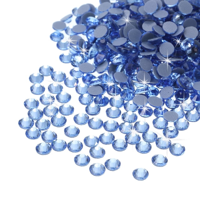 Uxcell Hotfix Rhinestones Flatback Crystal Glass Gems for Craft Clothes DIY Decoration Light Blue 4.8mm