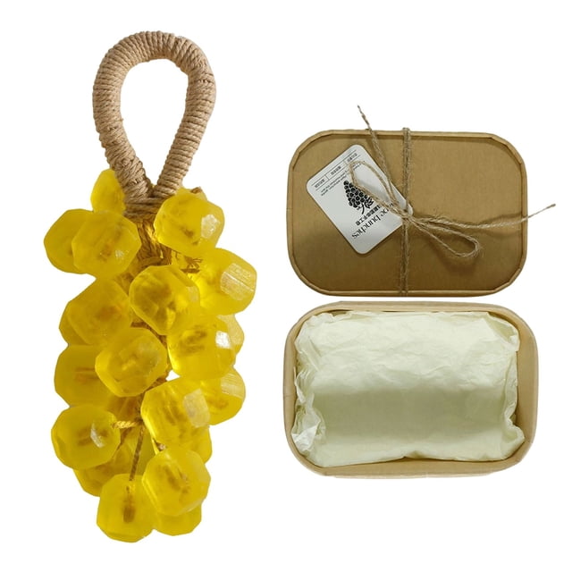 Crystal Grape Soap 2 Lemon, Grape Soap On A Rope Handmade Grapes Cluster Shaped Soaps & Body Grapes Bunch Soaps For Shower Hanging For Kitchens Or Bathrooms DIY Home Decor,Air Freshening