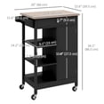 thumbnail image 3 of HOMCOM Rolling Kitchen Cart with Storage Cabinet, Drawer, Wood Top, 3 of 10