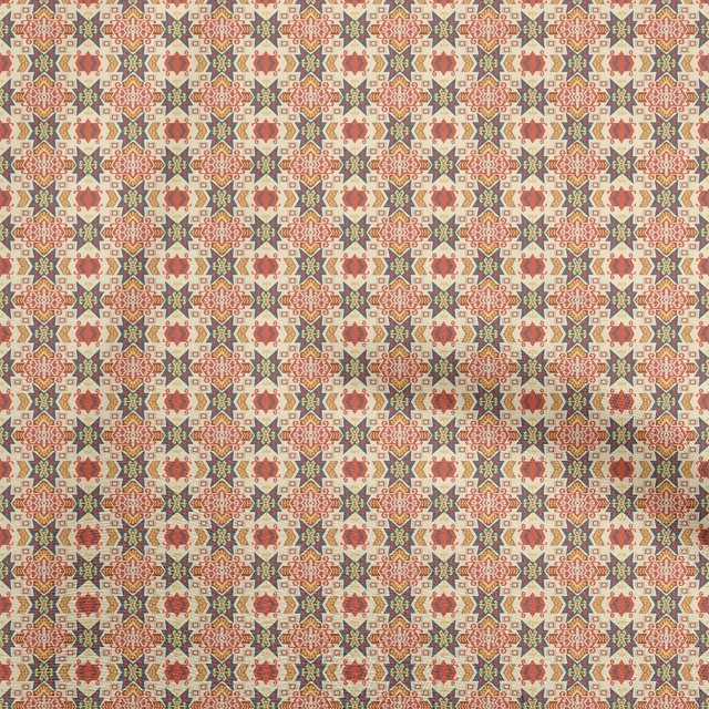 oneOone Polyester Spandex Light Beige Fabric Asian Kilim Craft Projects Decor Fabric Printed By The Yard 56 Inch Wide