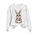 thumbnail image 4 of Penkiiy Chemises de Pâques pour Femmes 2024 Manches Longues Mignon Lapin Col Rond Chandail en Molleton Graphique Lapin Décontracté Été Blouse Tunique Hauts TG Blanc, 4 of 6