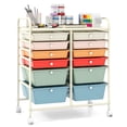 thumbnail image 1 of Gymax Chariot Roulant de Bureau 12 Tiroirs de Rangement Bacs d'Organisateur de Studio Papier pour Scrapbooking Macaron, 1 of 10