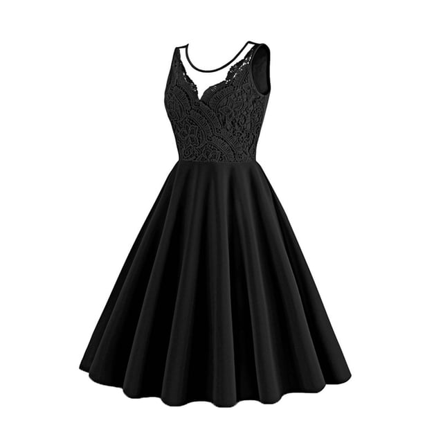 Babysbule Robe pour Femme 2024 Mode d'Été Robe Vintage pour Femmes Sans Manches à Col Rond Robe Courte Unie