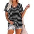 thumbnail image 2 of Pompotops Womens Summer Fasion Short Sleeve Round Neck Solid Color Casual T Shirt Tops, 2 of 9