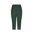 thumbnail image 4 of Olyvenn Womens Rhinestone Trim Capri Pants Stretchy Compression Leggings Print Pattern Yoga Pants Summer Vacation Outfits Green S, 4 of 4