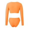 thumbnail image 4 of Maillot anti-UV à Manches Longues pour Femme - Ensemble de Bikini Taille Haute, Haut Court avec Protection Solaire, Couleurs Néon, Tenue de Plage Rétro Aguichant, 4 of 4