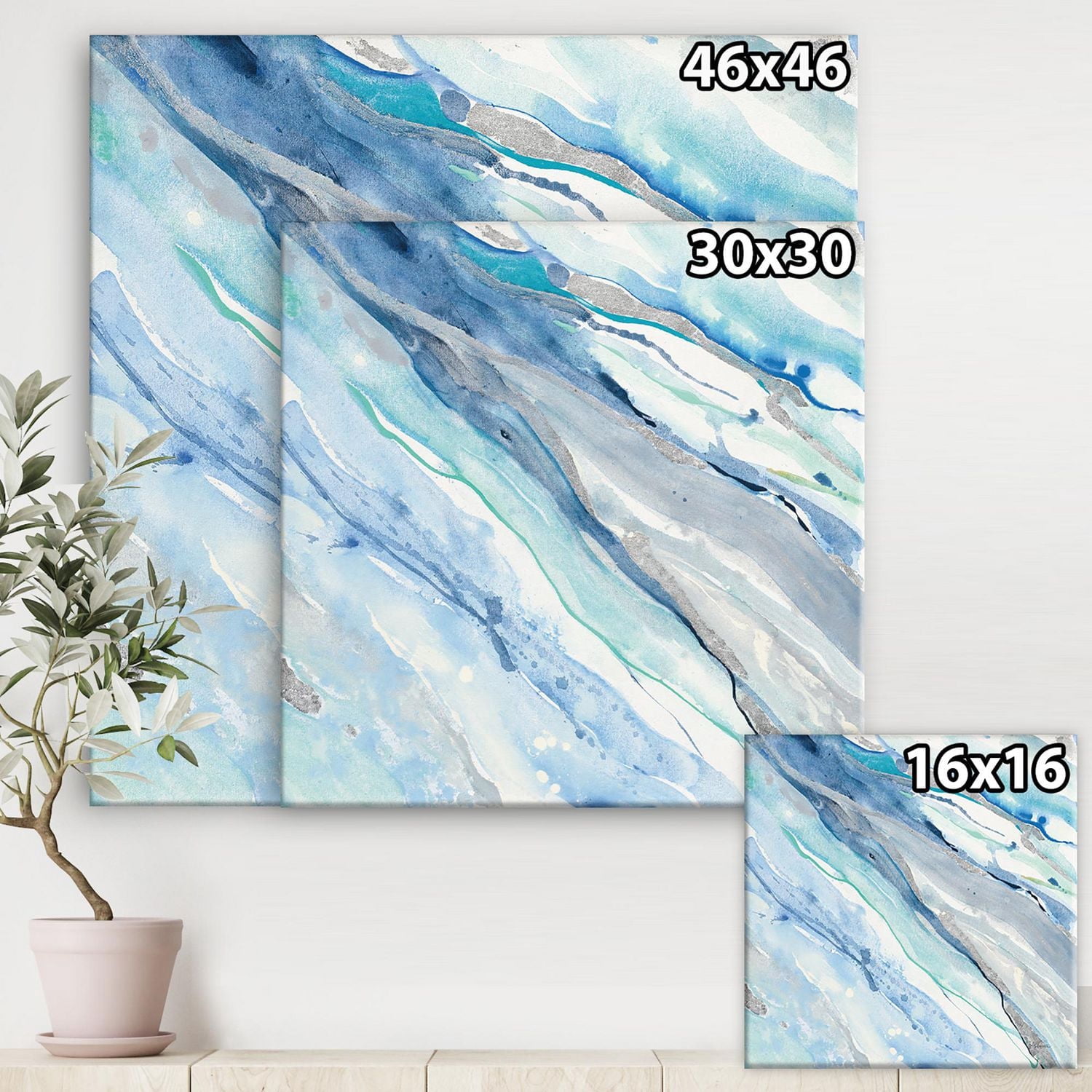Designart Bleu Silver Spring II Art mural sur toile