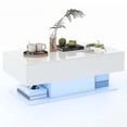 thumbnail image 1 of Costway LED Coffee Table with 2 Drawers 20-Color Dimmable LED Lights & Remote Control White, 1 of 10