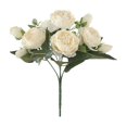 thumbnail image 1 of LSLJS Artificial Flowers 5-Fork Embroidered Peony Vintage Silk Stems Reusable Bouquet for Home Party Office Wedding Reunite Reception Table Decoration Artificial Flowers, 1 of 5