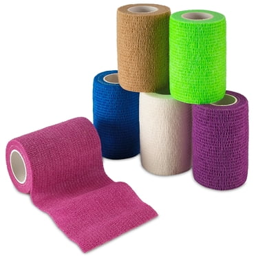 MEDca Bande Auto-Adhérente, Rouleaux de Ruban Athlétique et Pansements Adhésifs de Sport (3 Po x 5 Yards) - Lot de 6