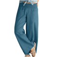 thumbnail image 1 of Women Wide Leg Pants Elastic Waisted Casual Linen Pants with Pockets Loose, 1 of 7