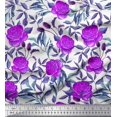 thumbnail image 1 of Soimoi polyester Crepe Fabric Leaves & Rose Flower Print Fabric by Yard 42 Inch Wide, 1 of 3