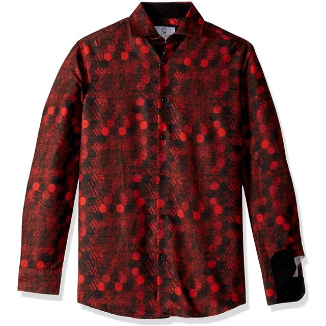 Azaro Uomo Chemise Habillée à Manches Longues Style Italien pour Homme, Décontractée, Boutonnée, Rouge et Noir, TG