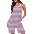 thumbnail image 2 of FAIWAD Rompers for Women Summer Casual Short Jumpsuits Overalls with Pockets 2024 Striped Jumpers, 2 of 5
