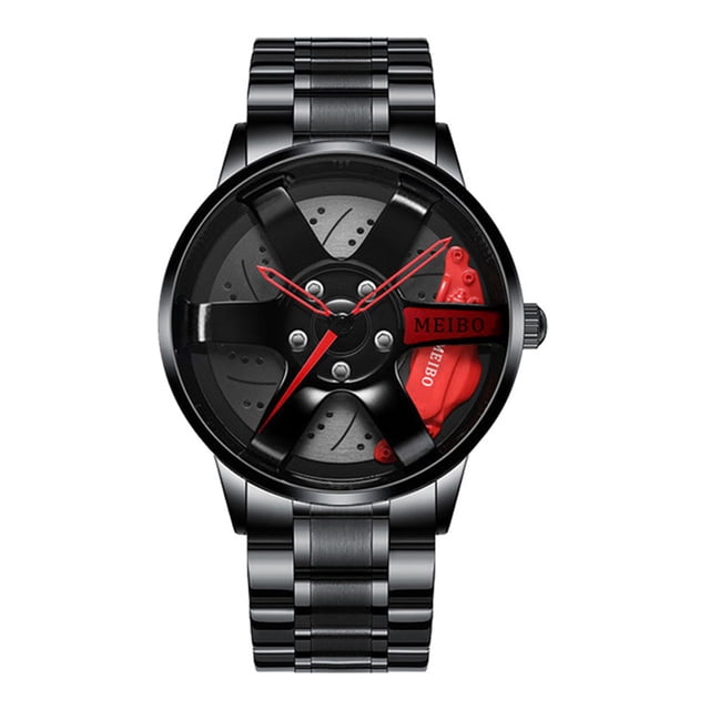 EDHITNR Liquidation MEIBO Homme Montre Mode Horloge Acier Inoxydable Décontractée Habillée Poignet Cristal Bijoux Noir et Offres du Vendredi Rabais de 90 %