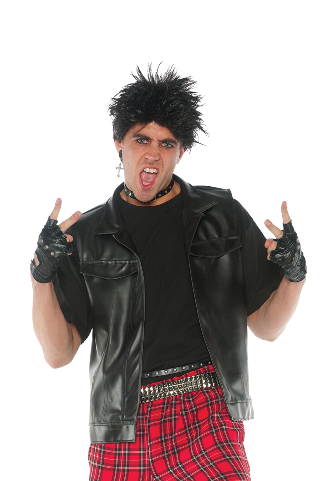 Gilet de Costume d'Adutl en Similicuir Style Rocker des Années 80 / Taille Unique