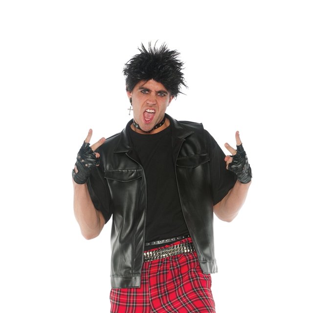 Gilet de Costume d'Adutl en Similicuir Style Rocker des Années 80 / Taille Unique