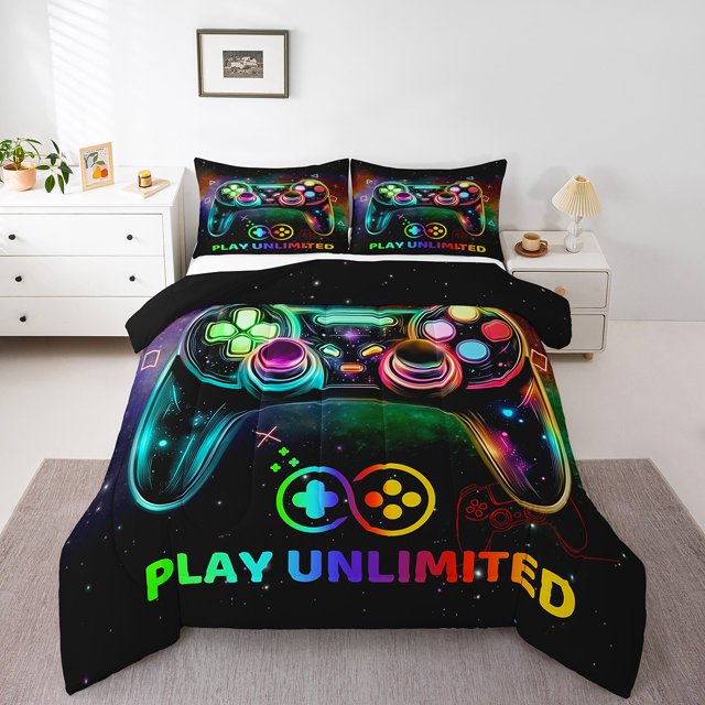 Kids Game Comforter Sets Toddler Size, Gamer Comforters & Duvets, Breathable 2-Piece