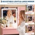 thumbnail image 2 of EDTara Vanity Desk with LED Mirror, Makeup Vanity Desk with 4 Drawers, Power Outlets, Storage Stool, Storage Shelves & Hair Dryer Holder , Adjustable 3 Lighting Modes, Makeup Vanity Set for Bedroom, 2 of 9