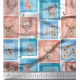 thumbnail image 1 of Soimoi Velvet Fabric Bird & Reindeer Face Patchwork Printed Craft Fabric by The Yard 58 Inch Wide, 1 of 3