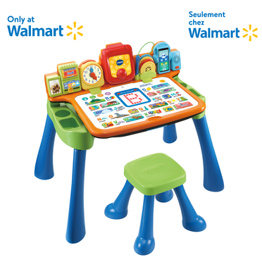 VTech Get Ready for School Learning Desk With Stool, Blue - Walmart Exclusive - French Version, 2-5 years