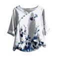 thumbnail image 2 of SMihono Hauts pour Femmes Été Chic Décontracté Mode Femme Décontracté Col Rond Blouse Imprimée T-Shirt Manches 1/2 T-Shirt d'Été Hauts Grande Taille T-Shirt, 2 of 4