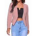 thumbnail image 3 of Women'S Short Blazer, Work/Casual Long Sleeve Front Opening Jacket with Pockets Pink XL, 3 of 8