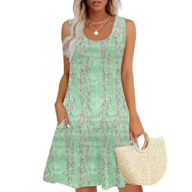 Ovzne Robes d'Été pour Femmes 2025 Robe Femme Décontractée Ample d'Été Robe Imprimée Sans Manches Col en V Ensemble Haut/chemise Grande Taille Robe Imprimée Liquidation