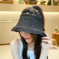 thumbnail image 3 of LinYooLi Foldable Knitted Sun Hat For Women Empty Top Sunscreen Cap Summer Sun Protection Fisherman Hat For Female Outdoor Beach Sun Caps, 3 of 6