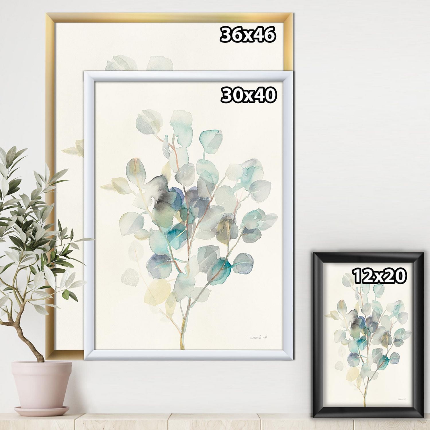 Designart Feuilles d'eucalyptus I Art mural encadré