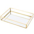 thumbnail image 1 of Makeup Storage Box - Vintage Metal Glass Organizer Gold Tray Jewelry Cosmetics Display Boxes(Medium), 1 of 7