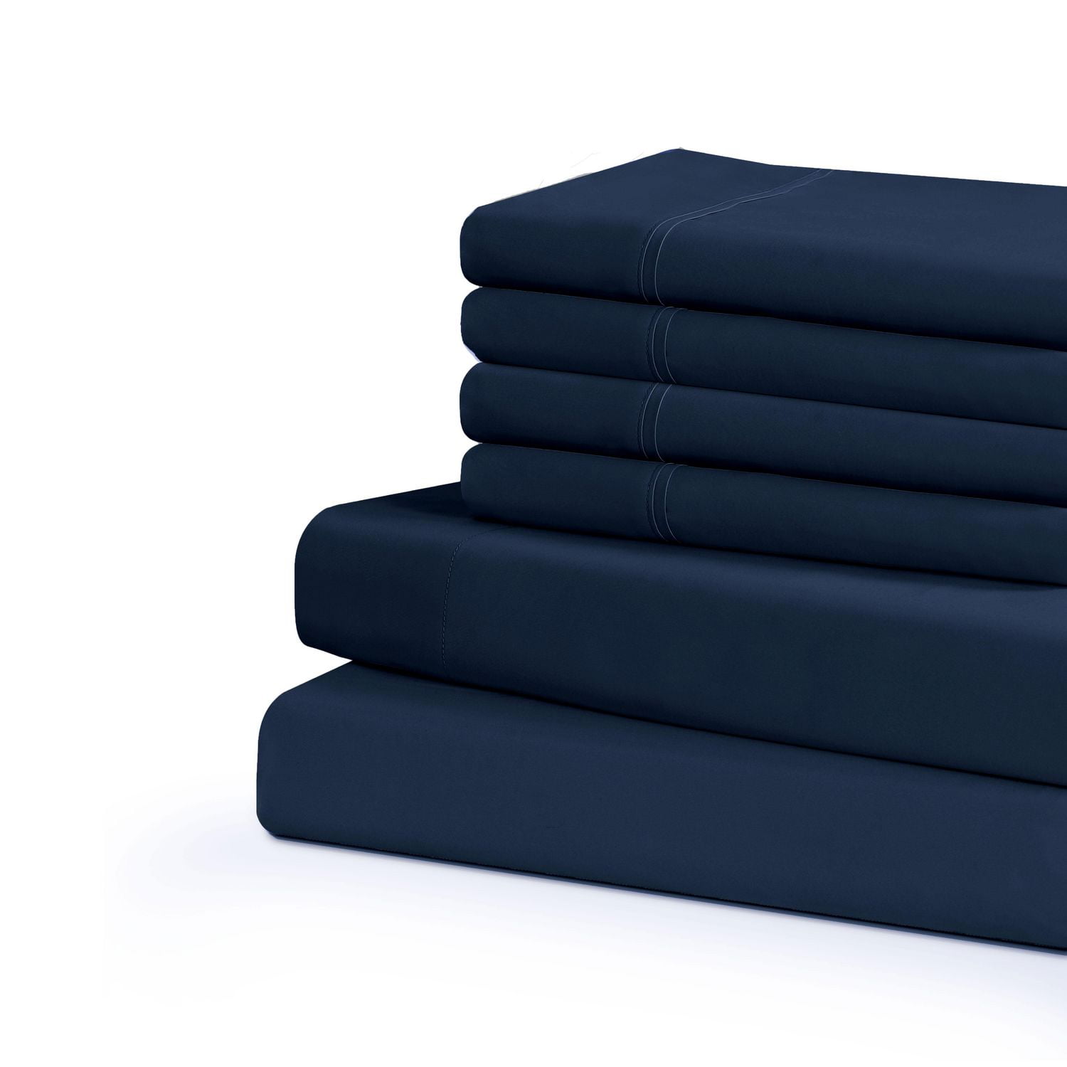 Ensemble de draps de luxe Swift Home 6 pièces avec taie d'oreiller additionnelle, Queen, Bleu marine