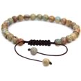 thumbnail image 1 of Natural Serpentine Gemstone 6mm Round Beads Adjustable Bracelet 7" Unisex, 1 of 3