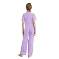thumbnail image 2 of Kvysinly Kids Flower Girls Sparkly Wide Leg Jumpsuits Rhinestone Round Collar Short Sleeve Rompers Pants Lavender 14, 2 of 5